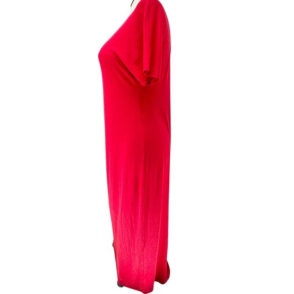 LuLaRoe Maria Maxi Dress Womens M Red SS Crew Neck Stretchy Soft Material - Picture 7 of 8